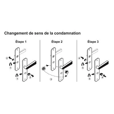 Pack 2 poignées de porte aluminium condamnation  /  décondamnation réversible - entraxe 165mm – Image 2