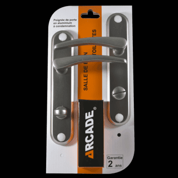 Pack 2 poignées de porte aluminium condamnation / décondamnation réversible - entraxe 165mm