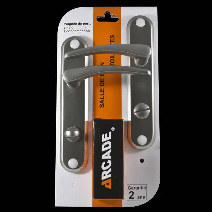 Pack 2 poignées de porte aluminium condamnation  /  décondamnation réversible - entraxe 165mm
