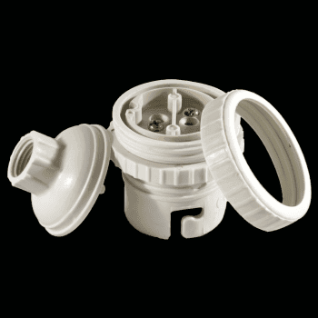 Douille blanche B22 + double bagues bornes à vis