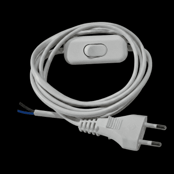 Câble electrique serti Blanc + Interrupteur - 1,5m / 2G0,75mm²