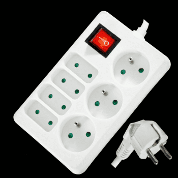 Bloc Multiprise avec interrupteur 3x16A / 4x6A - Câble 1m 3G1.0mm²