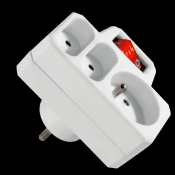 Triplite façade avec interrupteur - 1x16A(2P+T) + 2x6A(2P)