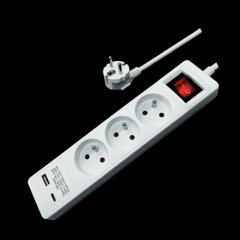 Bloc Multiprise avec interrupteur 3x16A(2P+T) + 2USB (A+C)