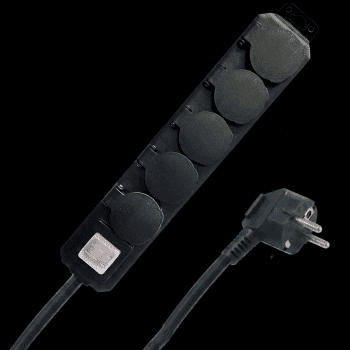 Bloc Multiprise Etanche avec interrupteur 5x16A(2P+T) - Câble 1,5m 3G1.5mm² H07RN-F / IP44