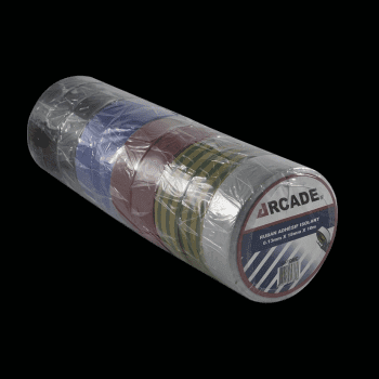 Lot 10 adhésifs isolant 10m résistant jusqu'à 90° (noir, bleu, rouge, jaune / vert, blanc)